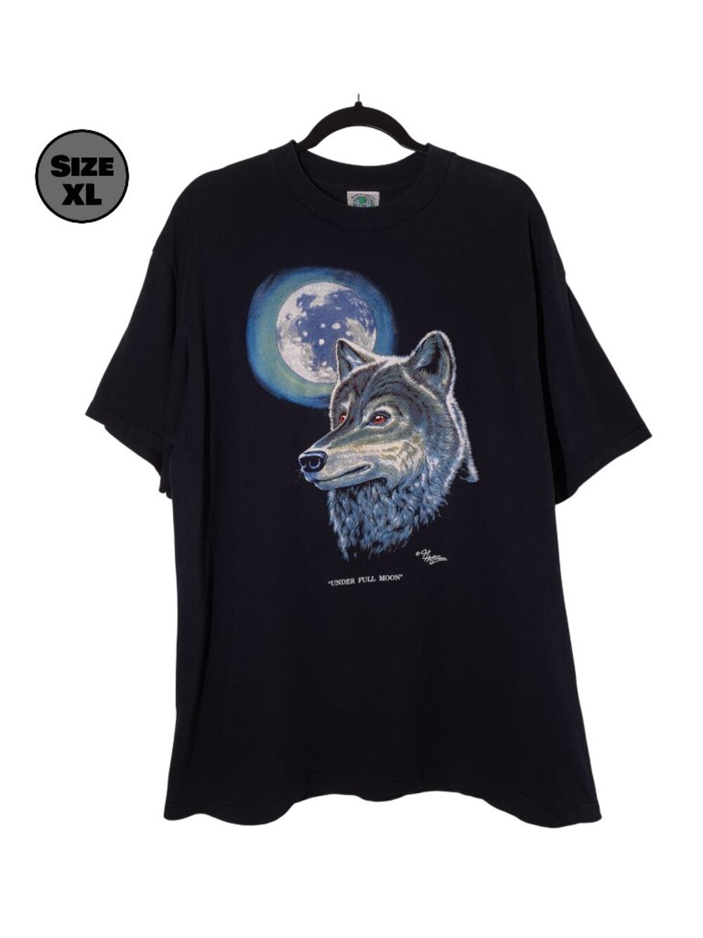 VINTAGE Wolf: Under Full Moon USED Shirt (XL, Black, Single Stitch)